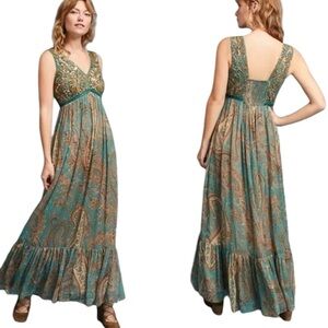 Anthropologie Ranna Gill Beaded Paisley Maxi Dress